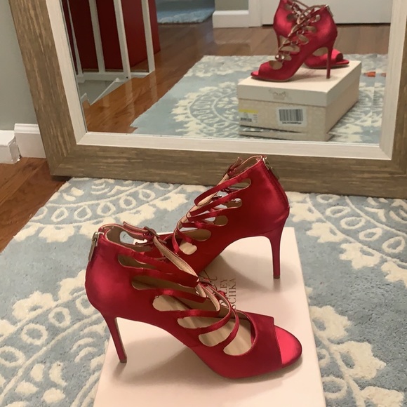 Jewel Badgley Mischka heels size 7 Dark satin pink - Picture 11 of 16